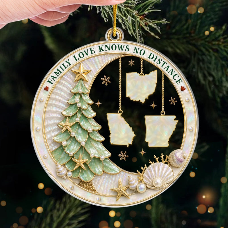 Custom Long Distance Acrylic Ornament - Personalized Christmas Birthday Gifts For Mom, Dad, Brother, Sister - Our Love Is The Greatest Treasure