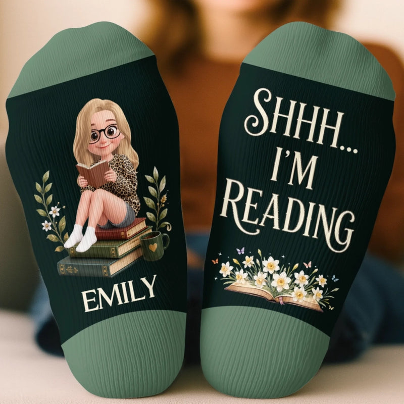 Custom Crew Socks - Personalized Bookish Gifts For Book Lovers, Bookworms, Readers - Living In A Fictional World