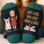 Custom Crew Socks - Personalized Bookish Gifts For Book Lovers, Bookworms, Dog Dad And Mom, Cat Owners - Page Turner, Pup Lover