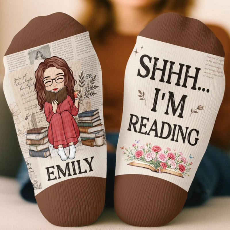 Custom Crew Socks - Personalized Bookish Gifts For Book Lovers, Bookworms, Readers - Do Not Disturb I Am Reading