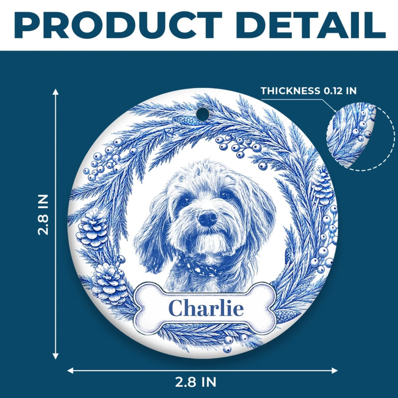 Custom Photo Ceramic Ornament - Personalized Pet Christmas Memorial Sympathy Gifts For Dogs, Cats - Forever Loved Always Remembered