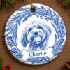 Custom Photo Ceramic Ornament - Personalized Pet Christmas Memorial Sympathy Gifts For Dogs, Cats - Forever Loved Always Remembered