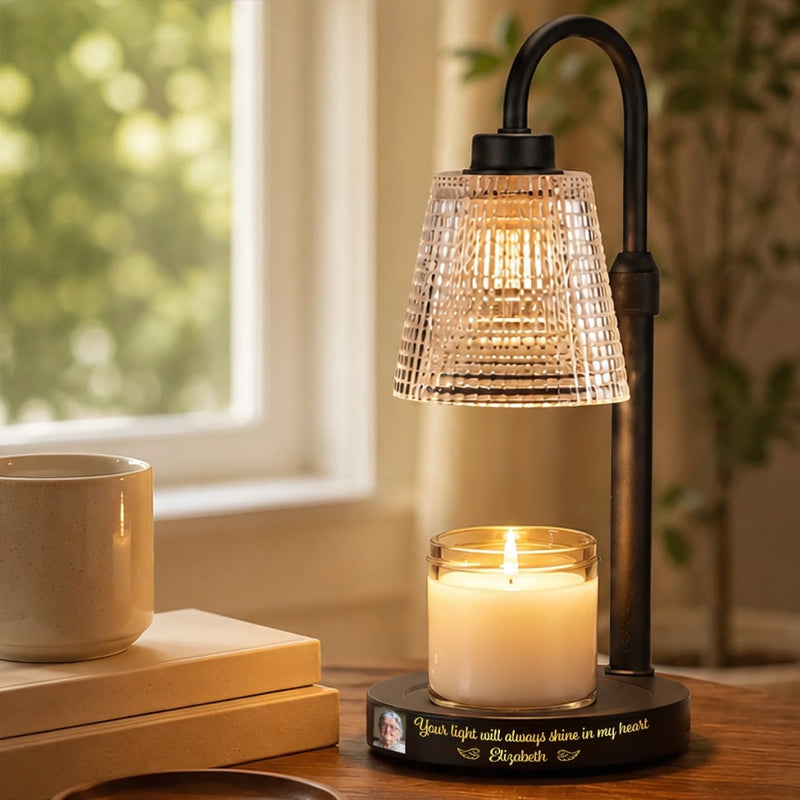 Custom Photo Candle Warmer Lamp - Personalized  Memorial Sympathy Gifts For Loss of Mom, Dad - Forever In My Heart