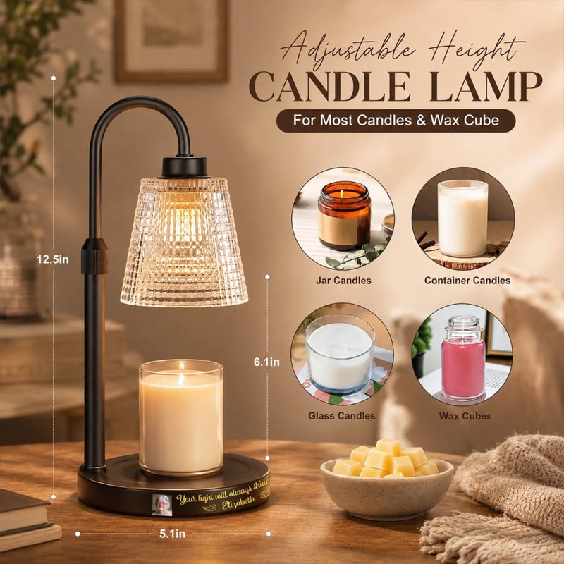 Custom Photo Candle Warmer Lamp - Personalized  Memorial Sympathy Gifts For Loss of Mom, Dad - Forever In My Heart