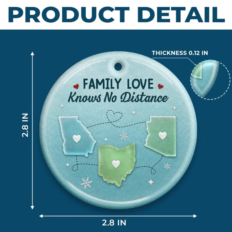 Custom Long Distance Ceramic Ornament - Personalized Christmas Birthday Gifts For Mom, Dad, Brother, Sister - Distance Means Nothing To Family
