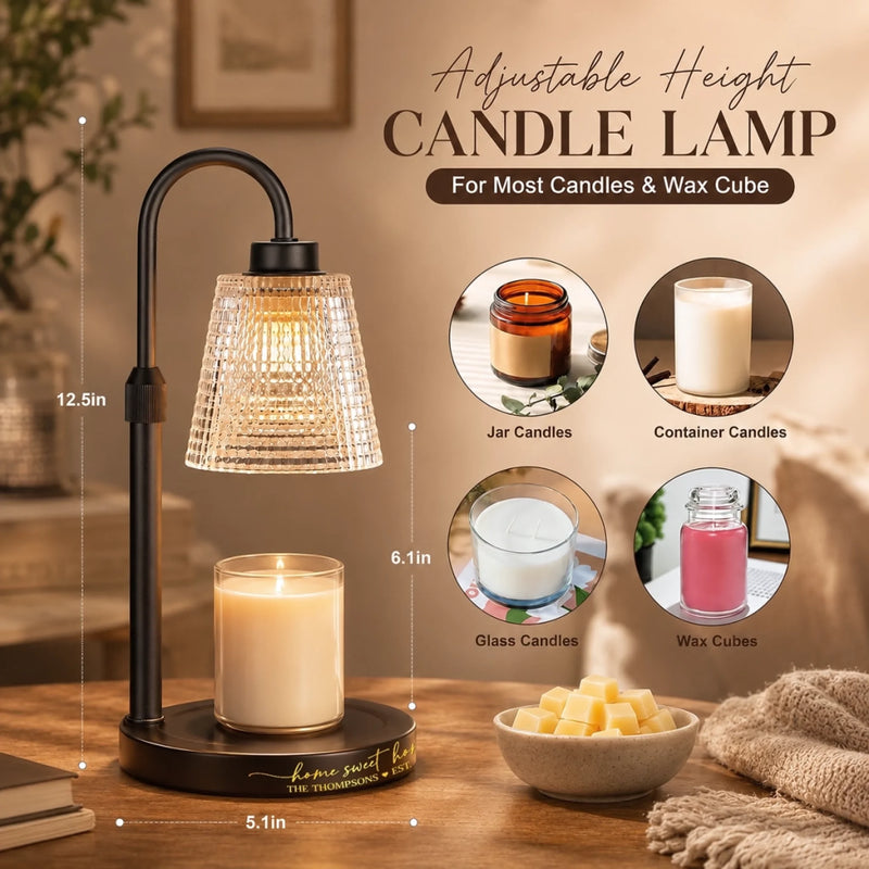 Custom New Home Candle Warmer Lamp - Personalized Anniversary Wedding Gifts For Husband And Wife, Him And Her - Our Sweet Home Glow