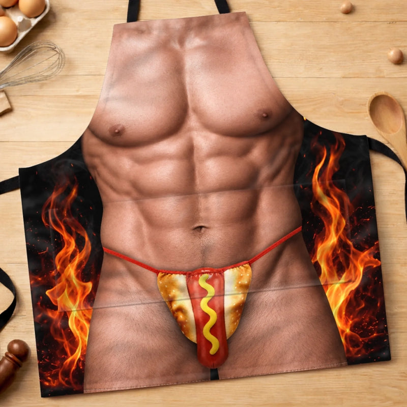 Custom Funny Apron With Pocket - Personalized Birthday Gifts For Husband, Son, Grandson, Brother, Grandpa, Dad, Yourself - Just Out Here Showing Off