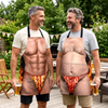 Custom Funny Apron With Pocket - Personalized Birthday Gifts For Husband, Son, Grandson, Brother, Grandpa, Dad, Yourself - Just Out Here Showing Off