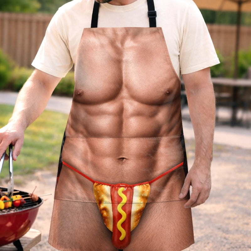 Custom Funny Apron With Pocket - Personalized Birthday Gifts For Husband, Son, Grandson, Brother, Grandpa, Dad, Yourself - Just Out Here Showing Off