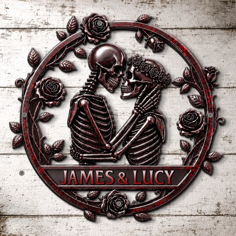 Custom Skeleton Shaped Metal Sign - Personalized Halloween Anniversary Wedding Gifts For Husband And Wife, Him And Her - Eternally Yours