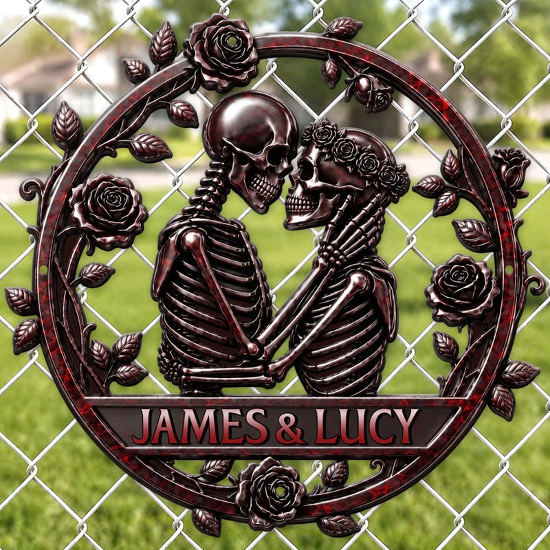 Custom Skeleton Shaped Metal Sign - Personalized Halloween Anniversary Wedding Gifts For Husband And Wife, Him And Her - Eternally Yours