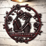Custom Skeleton Shaped Metal Sign - Personalized Halloween Anniversary Wedding Gifts For Husband And Wife, Him And Her - Eternally Yours