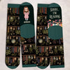 Custom Crew Socks - Personalized Bookish Gifts For Book Lovers, Bookworms, Readers - Quiet Time In My Happy Place