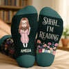 Custom Crew Socks - Personalized Bookish Gifts For Book Lovers, Bookworms, Readers - Quiet Time In My Happy Place