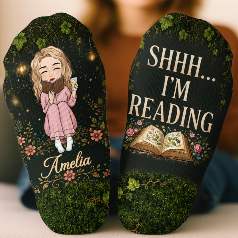 Custom Crew Socks - Personalized Bookish Gifts For Book Lovers, Bookworms, Readers - Living Inside A Fictional Story