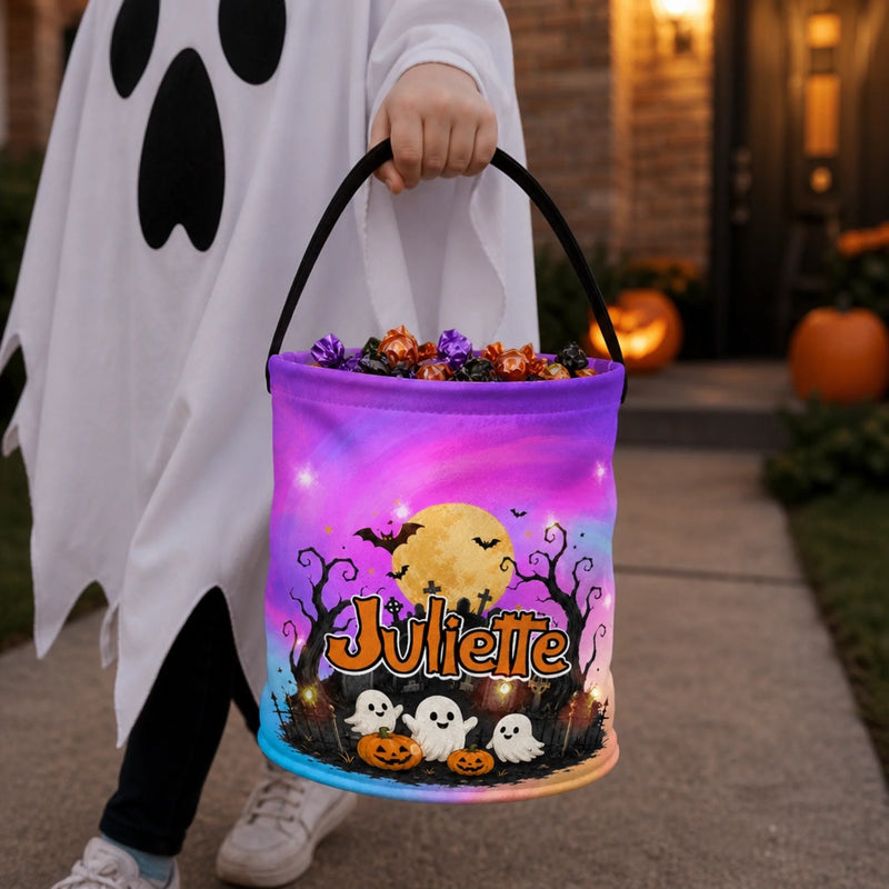 Custom LED Light Bucket Bag - Personalized Halloween  Birthday Gifts For Kids - Tiny Little Trickster