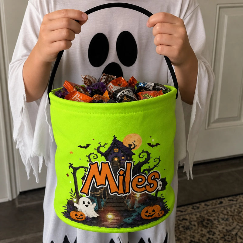 Custom LED Light Bucket Bag - Personalized Halloween  Birthday Gifts For Kids - Tiny Cute Trickster