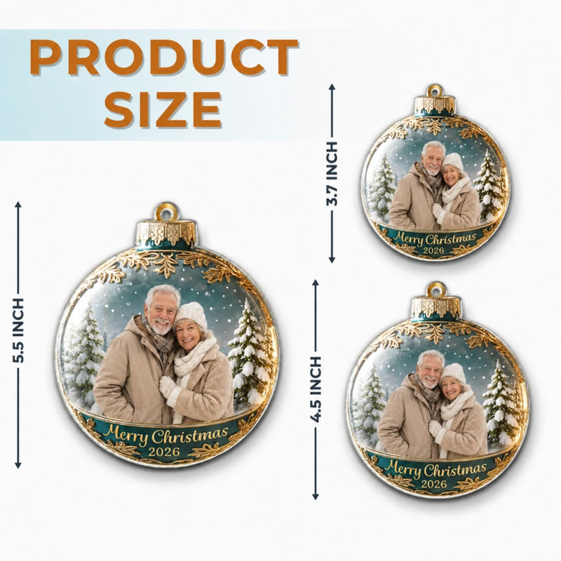 Custom Photo Acrylic Ornament - Personalized Christmas Anniversary Gifts For Husband And Wife, Him And Her - Love Is In The Air