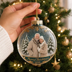 Custom Photo Acrylic Ornament - Personalized Christmas Anniversary Gifts For Husband And Wife, Him And Her - Love Is In The Air