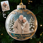 Custom Photo Acrylic Ornament - Personalized Christmas Anniversary Gifts For Husband And Wife, Him And Her - Love Is In The Air