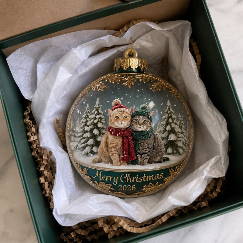 Custom Photo Acrylic Ornament - Personalized Christmas Birthday Gifts For Dog Cat Lovers, Dog Dad And Mom, Cat Owners - Happiness Found Right Here