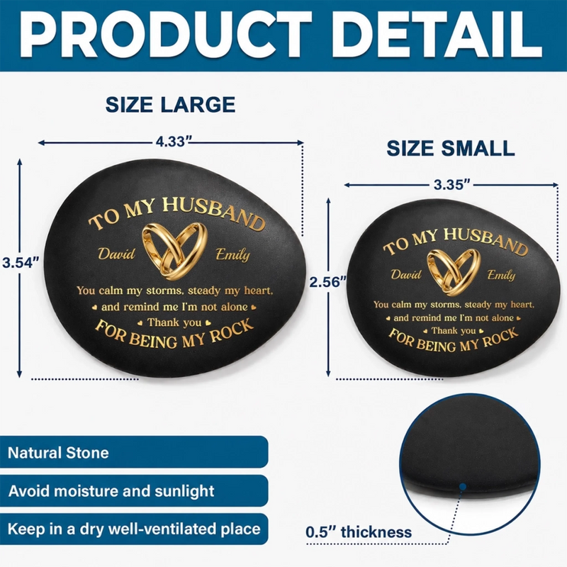 Custom Printed Rock - Personalized Anniversary Wedding Gifts For Husband And Wife, Him And Her - Forever Grounded In Love