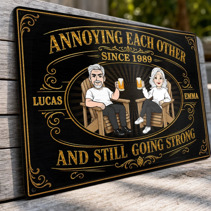 Custom Home Decor Metal Sign - Personalized Anniversary Wedding Gifts For Husband And Wife, Him And Her - Still Going Strong, Cheers