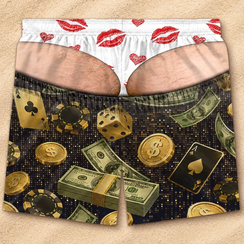 Custom Funny Patriotic Men Swim Trunks - Personalized Summer Vacation And Travel Gifts For Husband, Son, Grandson, Brother, Grandpa, Dad, Yourself - Check Out The Golden View