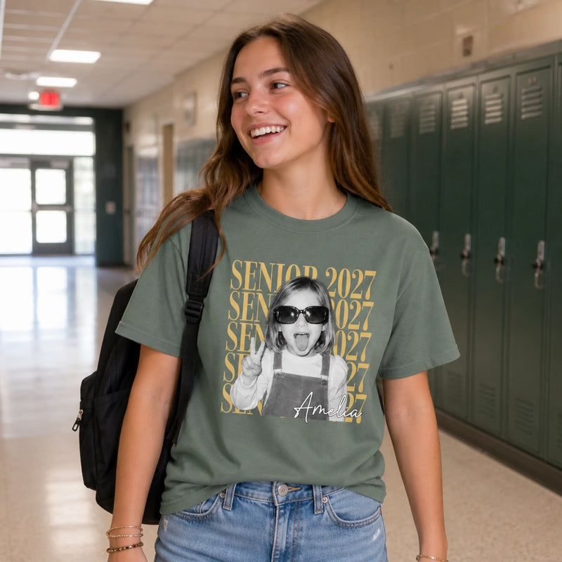 Custom Photo Senior 2027 Graduation Gifts - Personalized Comfort T-Shirt