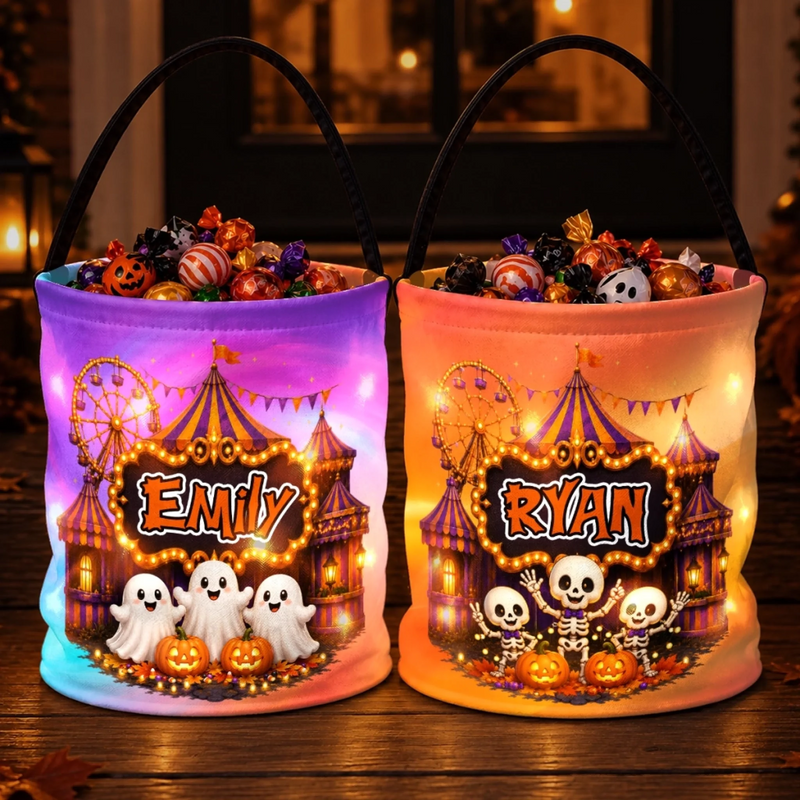Custom LED Light Bucket Bag - Personalized Halloween Birthday Gifts For Kids - A Little Boo For You