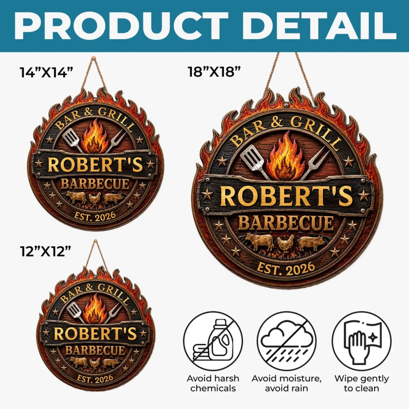 Custom BBQ Shaped Wood Sign - Personalized Grilling Gifts For BBQ Lovers, Husband, Son, Grandson, Brother, Grandpa, Dad, Yourself - Grill Master At Work