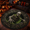 Custom 3D Skeleton Vortex Quilted Round Mat - Personalized Halloween Birthday Gifts For Mom, Dad, Brother, Sister - The Dead Always Rise At Night