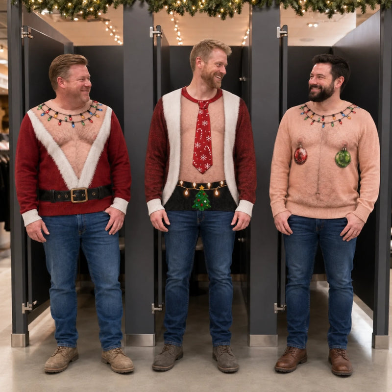 Custom Funny Ugly Sweatshirt - Personalized Christmas Birthday Gifts For Husband, Son, Grandson, Brother, Grandpa, Dad, Yourself - Santa Abs On Full Display Today