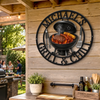 Custom BBQ Shaped Metal Sign - Personalized Grilling Gifts For BBQ Lovers, Husband, Son, Grandson, Brother, Grandpa, Dad, Yourself - Chill Vibes And Hot Grill Fires