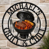Custom BBQ Shaped Metal Sign - Personalized Grilling Gifts For BBQ Lovers, Husband, Son, Grandson, Brother, Grandpa, Dad, Yourself - Chill Vibes And Hot Grill Fires