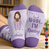 Custom Shh I'm Reading Crew Socks - Personalized Bookish Gifts For Book Lovers, Bookworms, Readers - One Page At A Time