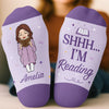 Custom Shh I'm Reading Crew Socks - Personalized Bookish Gifts For Book Lovers, Bookworms, Readers - One Page At A Time