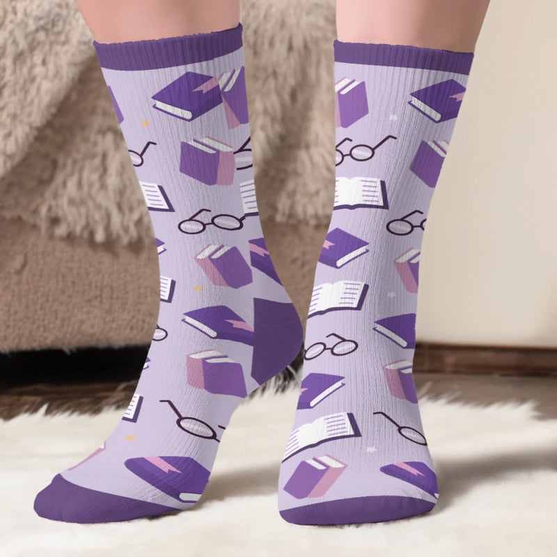 Custom Shh I'm Reading Crew Socks - Personalized Bookish Gifts For Book Lovers, Bookworms, Readers - One Page At A Time
