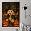 Custom Photo Witchy Vertical Poster - Personalized Halloween Birthday Gifts For Witch, Dog Cat Lovers, Dog Dad And Mom, Cat Owners - Pumpkin Glow, Sweet Paws