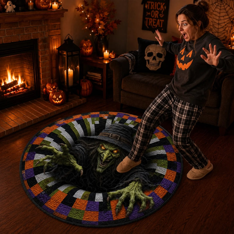 Custom 3D Witch Vortex Rug - Personalized Spooky Halloween Decor - Spooky Season