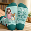 Custom Shh I'm Reading Crew Socks - Personalized Bookish Gifts For Book Lovers, Bookworms, Dog Cat Lovers, Dog Mom, Cat Owners - Furry Friends Make Life Better