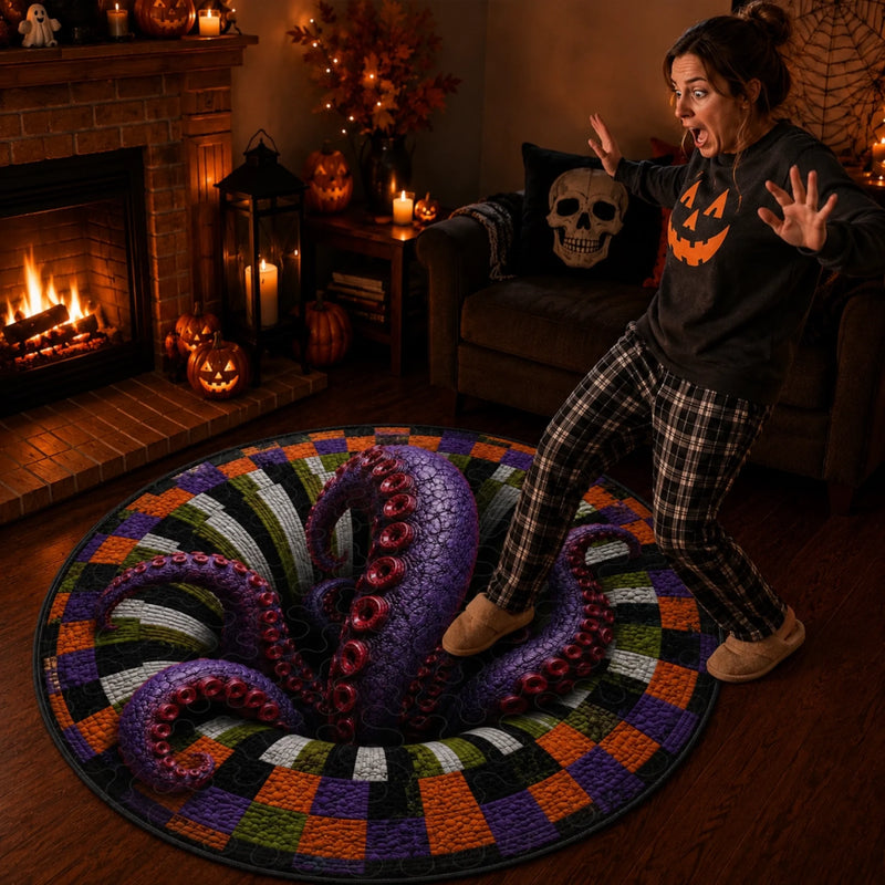 Custom 3D Octopus Vortex Rug - Personalized Spooky Halloween Decor - Spooky Season