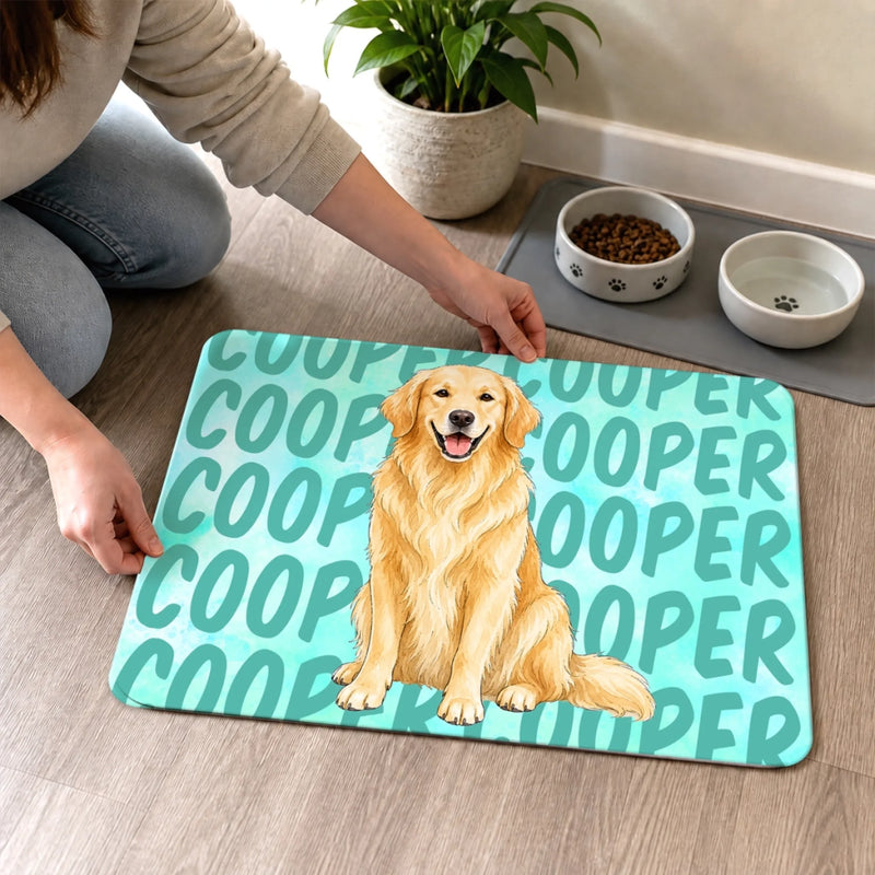 Custom Photo Pet Feeding Mat - Personalized Birthday Gifts For Dog Cat Lovers, Dog Dad And Mom, Cat Owners - Trendy Paws