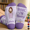Custom Shh I'm Reading Crew Socks - Personalized Bookish Gifts For Book Lovers, Bookworms, Readers - Easily Distracted By Books