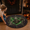 Custom 3D Skeleton Vortex Quilted Round Mat - Personalized Halloween Decor Birthday Gifts For Mom, Dad, Brother, Sister - Witchy Welcome