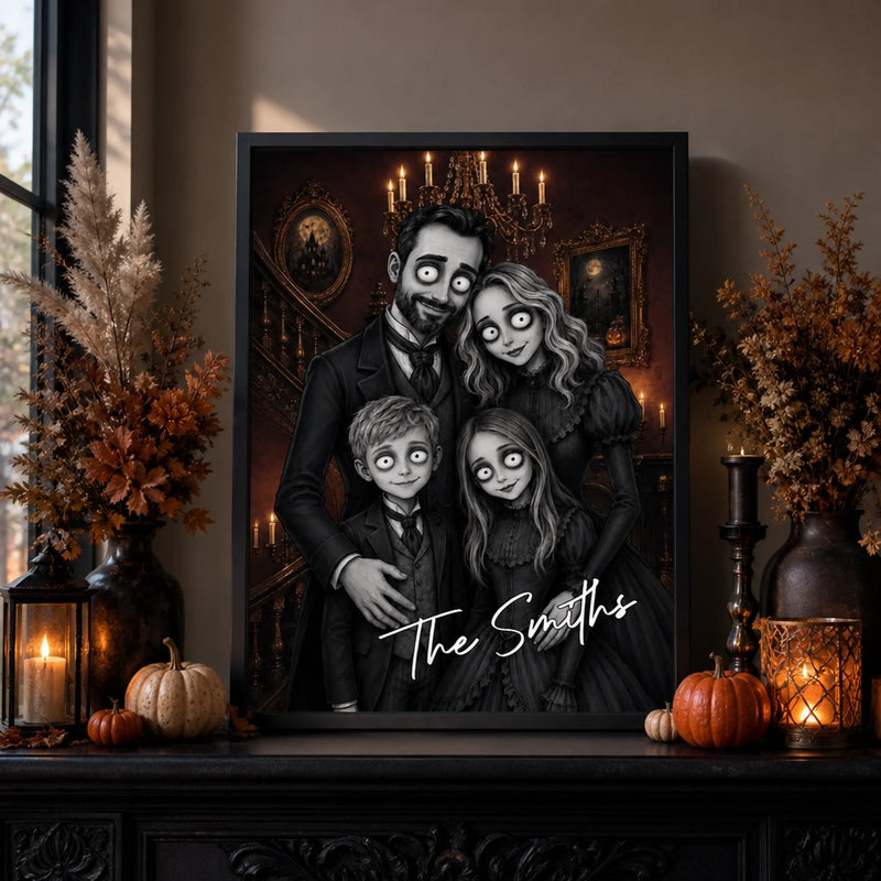 Custom Photo Vertical Poster - Personalized Halloween Decor Birthday Gifts For Mom, Dad, Brother, Sister - The Spooky Bunch