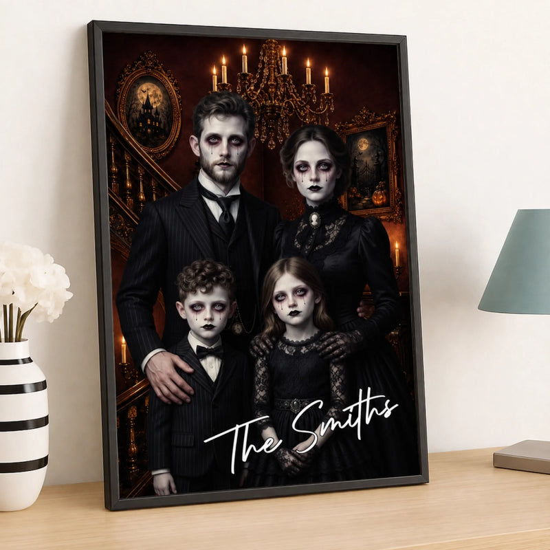 Custom Photo Haunted Victorian Gothic Vertical Poster - Personalized Halloween Decor Birthday Gifts For Mom, Dad, Brother, Sister - Spooky Together, Better Forever
