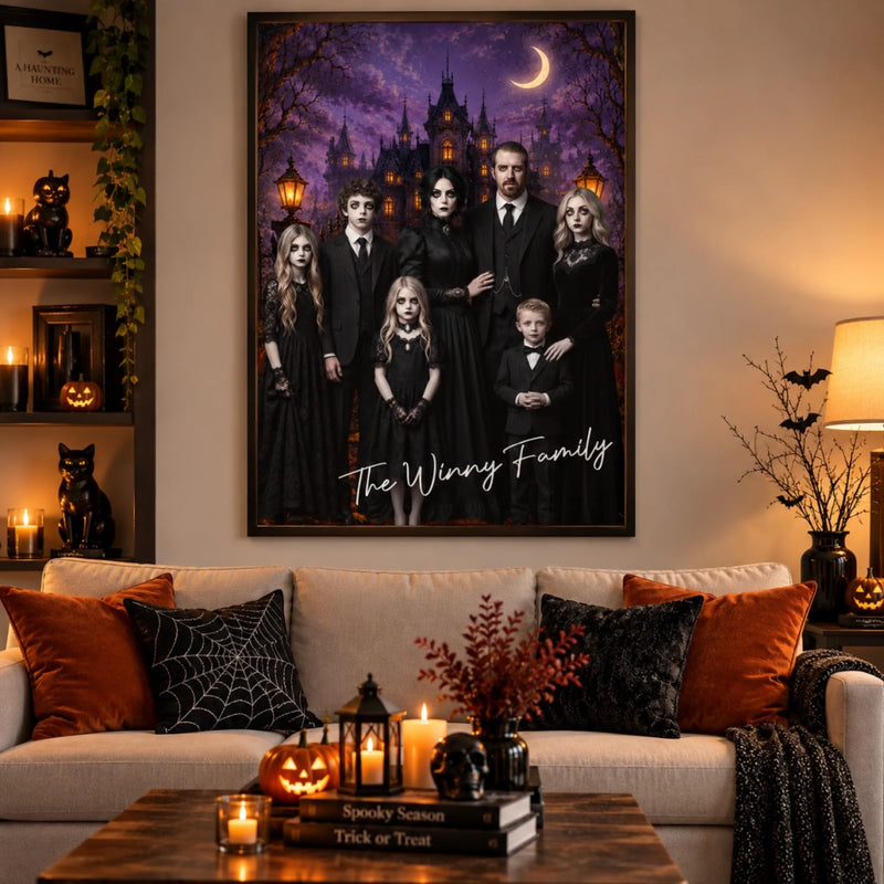 Custom Photo Haunted Victorian Gothic Vertical Poster - Personalized Halloween Decor Birthday Gifts For Mom, Dad, Brother, Sister - Spooky Together, Better Forever