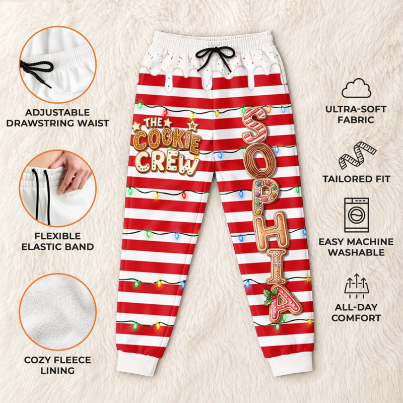 Custom Letter Unisex Sweatpants - Personalized Christmas Birthday Gifts For Mom, Dad, Brother, Sister - Sweetest Cookie Crew In Town