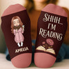 Custom Shh I'm Reading Crew Socks - Personalized Bookish Gifts For Book Lovers, Bookworms, Readers - Lost In A Great Story